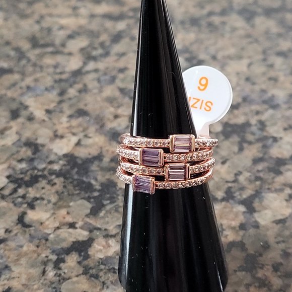 Ring Bomb Party RBP4905, The Chloe Necklace- Amethyst/Rainbow Topaz, Rose Gold